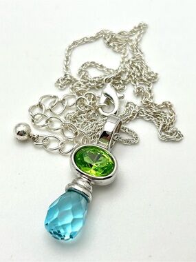 Lia Sophia Blue and Green Jeweled Pendant Necklace